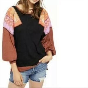 Free People Feelin It Embroidered Shirt